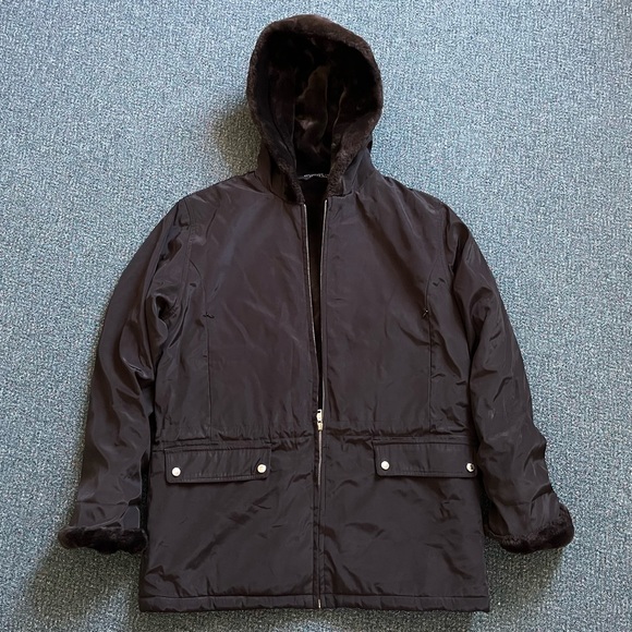 Marc New York Faux Fur Lined Coat, W/Hood, Zips Up & Has String to Adjust Waist - Picture 4 of 16